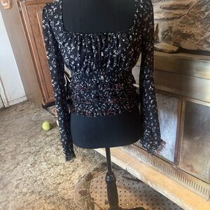 FP Movement by Free People Black and White Patterned Blouse